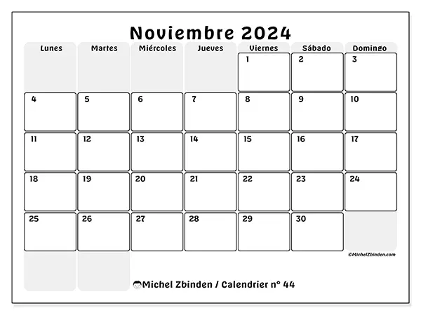 Calendario noviembre 2024 44LD