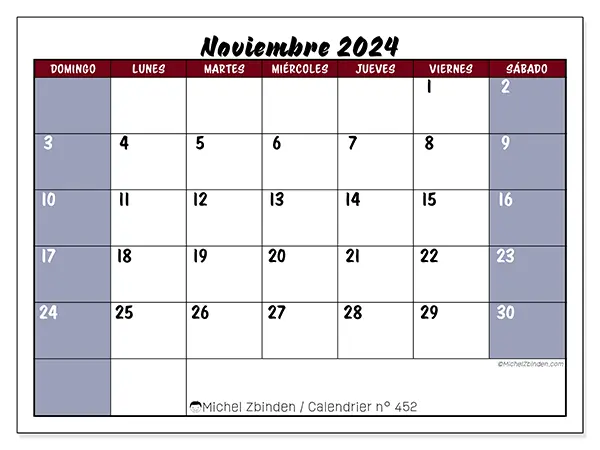 Calendario noviembre 2024 452DS