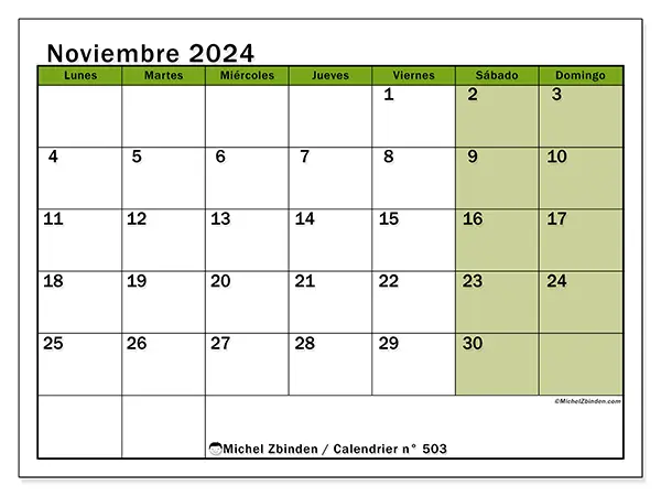 Calendario noviembre 2024 503LD