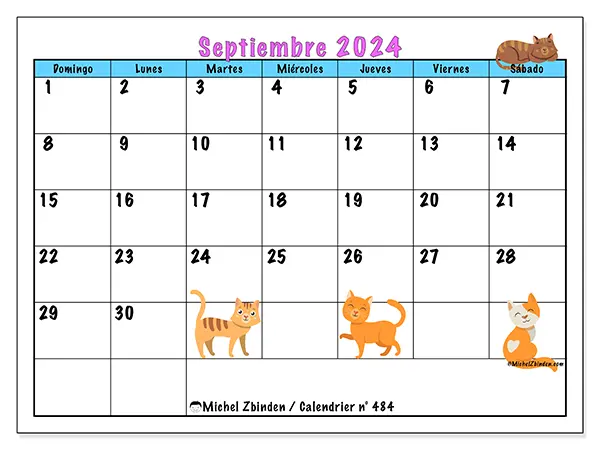 Calendario para imprimir n° 484, septiembre de 2024
