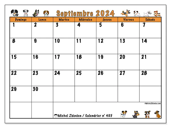 Calendario para imprimir n° 485, septiembre de 2024