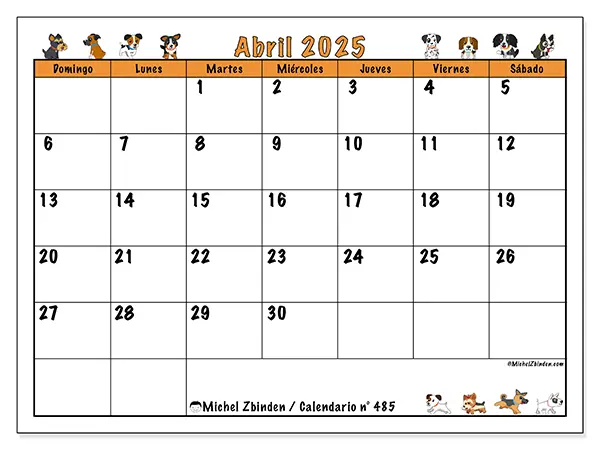 Calendario abril 2025 485DS
