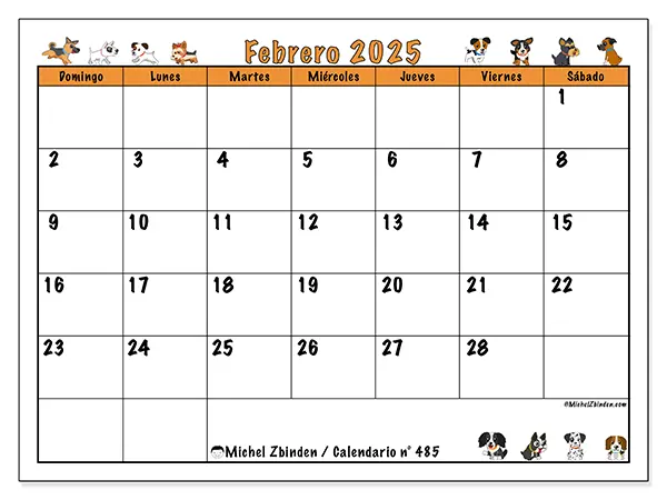 Calendario febrero 2025 485DS