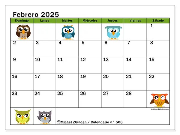 Calendario febrero 2025 506DS