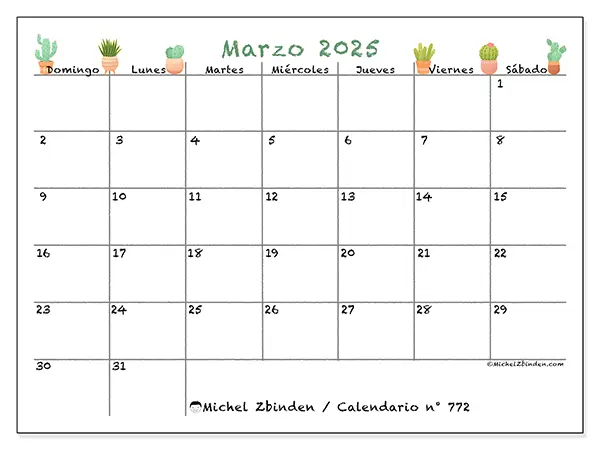 Calendario marzo 2025 772DS