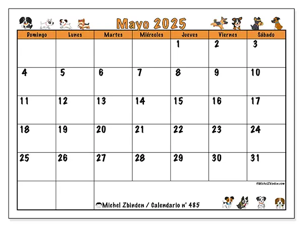 Calendario mayo 2025 485DS