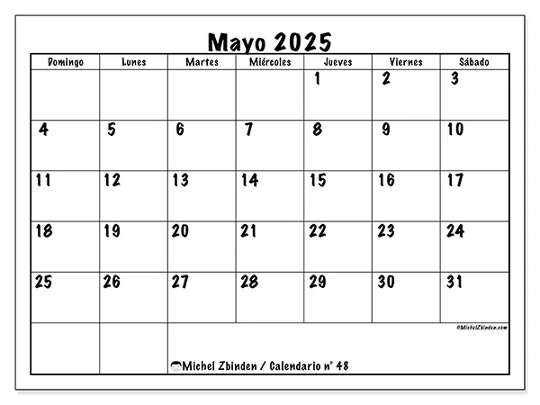 Calendario mayo 2025 48DS