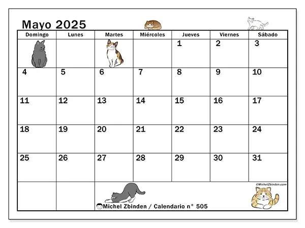 Calendario mayo 2025 505DS