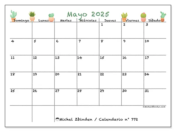 Calendario mayo 2025 772DS