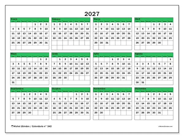 Calendario anual 2027 para imprimir - Esperanza para el futuro