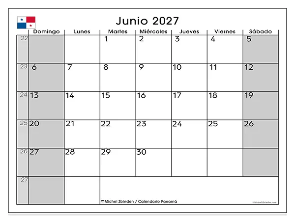 Calendario de junio de 2027 para imprimir - Panamá