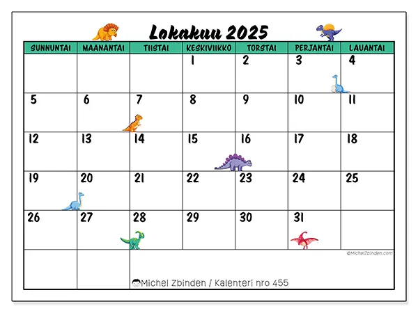 lokakuu-2025-kalenteri-nro-455-dinosaurukset-michel-zbinden-fi