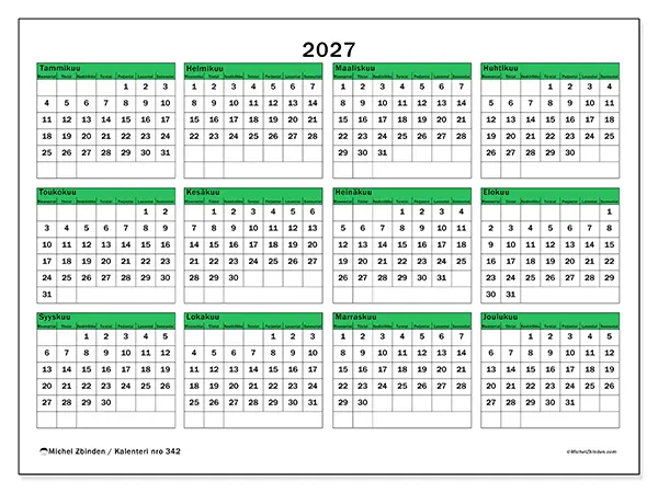 tulostettava Vuosikalenteri 2027 - Toivo tulevaisuudelle