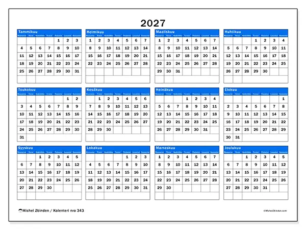 tulostettava Vuosikalenteri 2027 - Strateginen yleiskatsaus