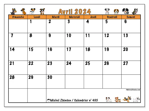 Calendrier avril 2024 485DS