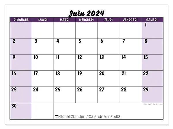 Calendrier juin 2024