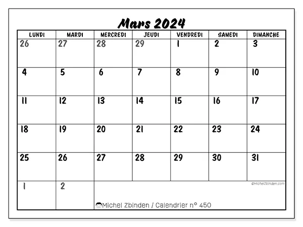 Calendrier mars 2024 450LD