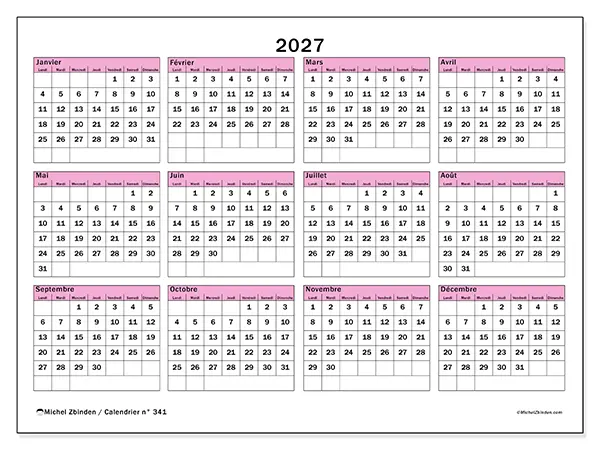 Calendrier annuel 2027 à imprimer - Planification et prévision