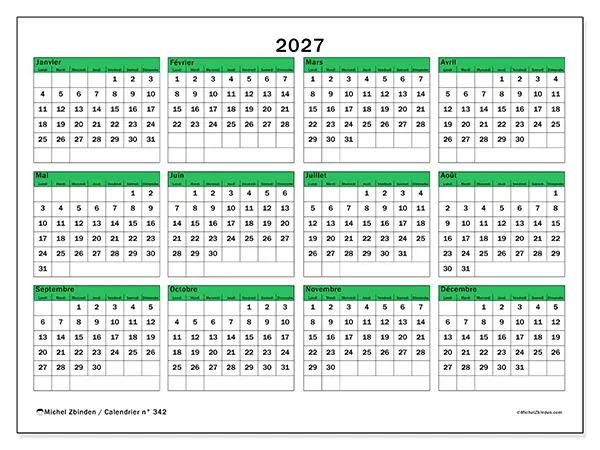 Calendrier annuel 2027 à imprimer - Espoir pour l’avenir