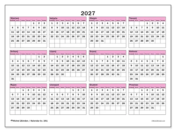 Godišnji kalendar 2027 za ispis - Planiranje i pregled