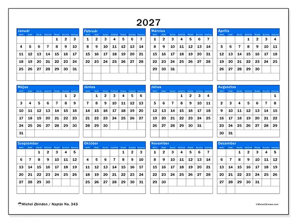 nyomtatható Éves naptár 2027 - Stratégiai áttekintés