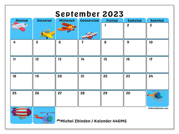 Kalender September 2023, 446MS. Kalender zum Ausdrucken kostenlos.