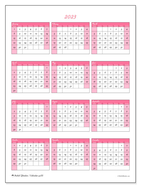 Printable calendar, 2023, 42MS