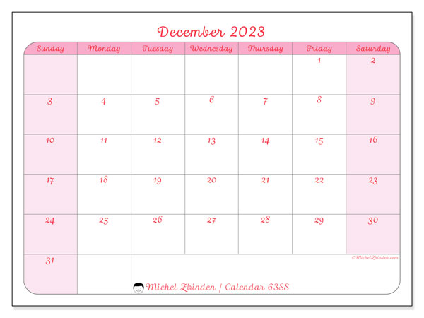 63SS, calendar December 2023, to print, free of charge.