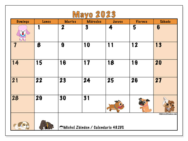 Calendario mayo 2023, 482DS. Calendario para imprimir gratis.