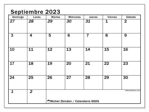 Calendario 501DS, septiembre de 2023, para imprimir gratuitamente. Plan imprimible gratuito