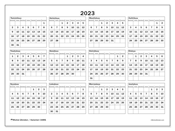 34MS, kalenteri 2023, tulostettava, ilmainen.
