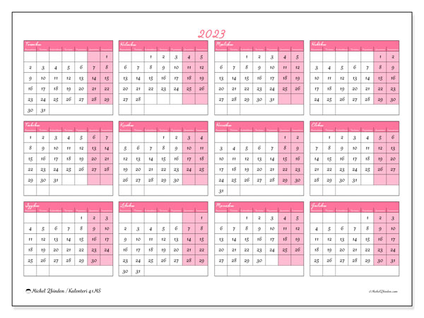 Tulostettavat kalenteri 2023. Vuosikalenteri “41MS” ja ilmainen tulostettava aikataulu
