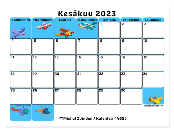 Tulostettava kalenteri, kesäkuu 2023, 446SL
