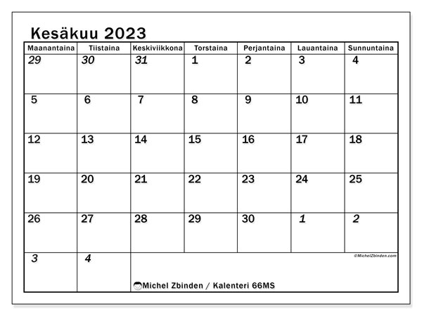 Kalenteri kesäkuu 2023, 501MS. Ilmainen tulostettava kartta.