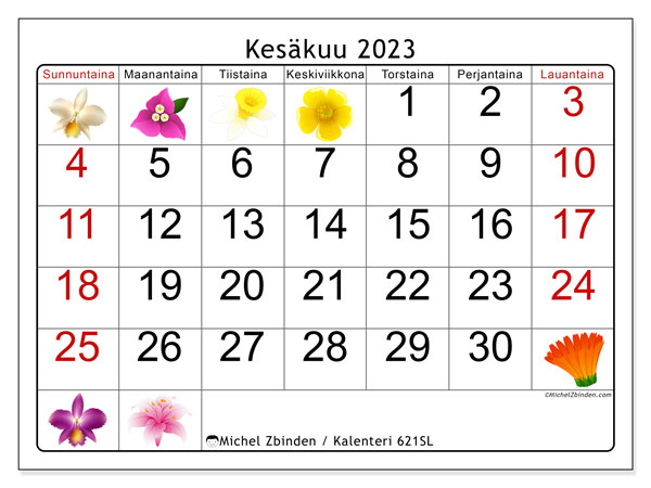 Kalenteri kesäkuu 2023, 621SL. Ilmainen tulostettava kartta.