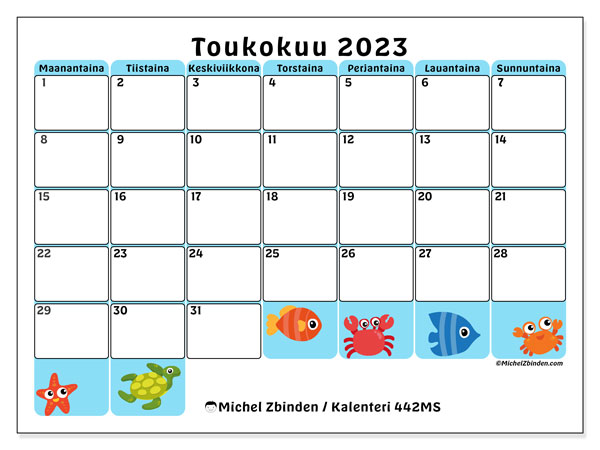 Tulostettava kalenteri, toukokuu 2023, 442MS