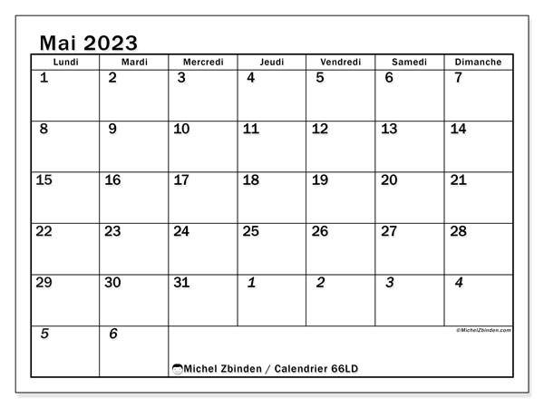 501LD, calendrier mai 2023, pour imprimer, gratuit.