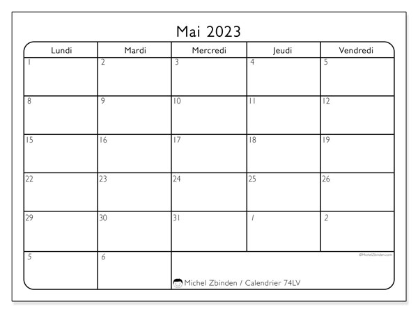 74LD, calendrier mai 2023, pour imprimer, gratuit.
