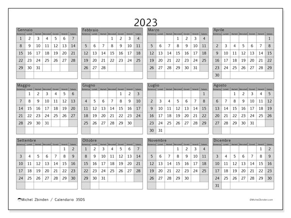 Calendario 2023 Da Stampare “34ds” Michel Zbinden It 8138