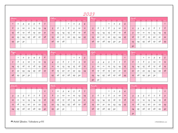 Calendario annuale 2023, 41DS. Programma da stampare gratuito.