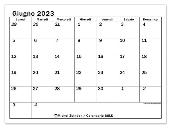 Calendario da stampare, giugno 2023, 501LD