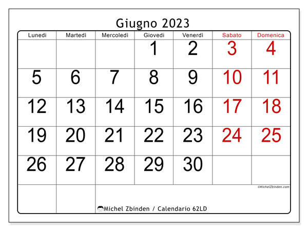 62LD, calendario giugno 2023, da stampare gratuitamente.
