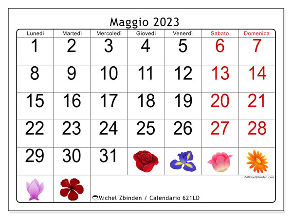 621LD, calendario maggio 2023, da stampare gratuitamente.