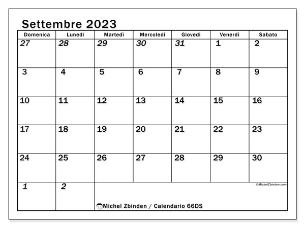 Calendario settembre 2023, 501DS. Programma da stampare gratuito.