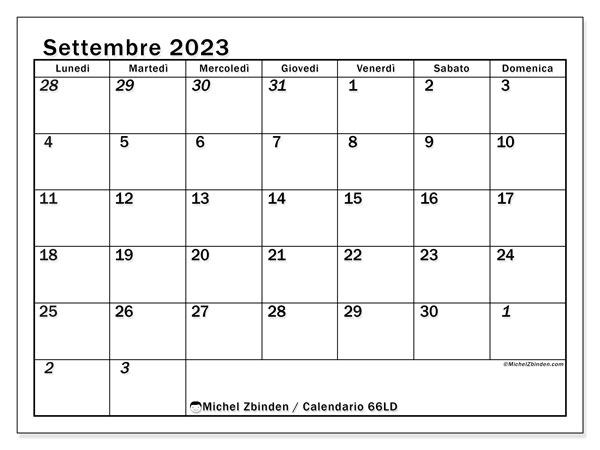 Calendario settembre 2023, 501LD. Programma da stampare gratuito.