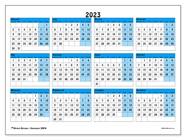 Kalendarz do druku, 2023, 39PN