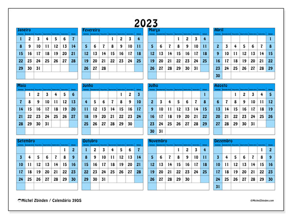 Calendário para imprimir, 2023, 39DS
