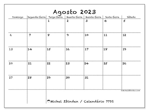 Calendário De Agosto De 2023 Para Imprimir “441ds” Michel Zbinden Br