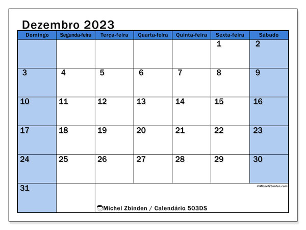 Calendário Dezembro 2023 “504”. Horário gratuito para impressão.. Domingo a Sábado
