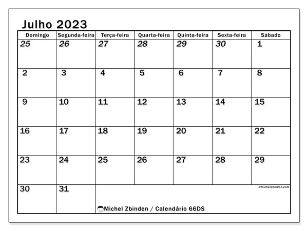 501DS, calendário de julho de 2023, para impressão, grátis.